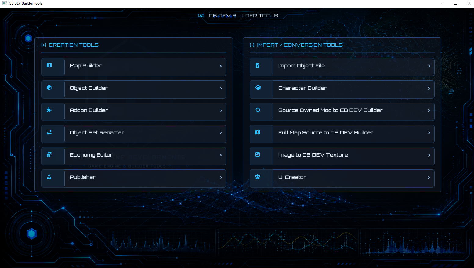 CB Dev Builder Tools dashboard