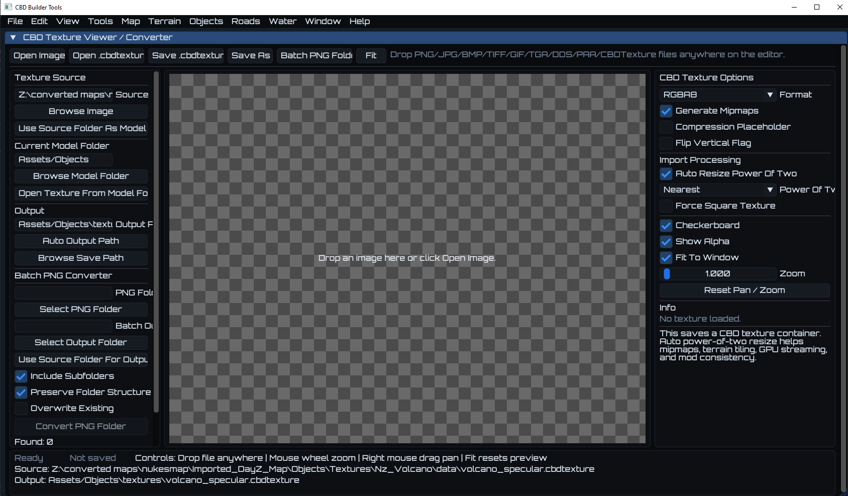CB Dev texture converter interface
