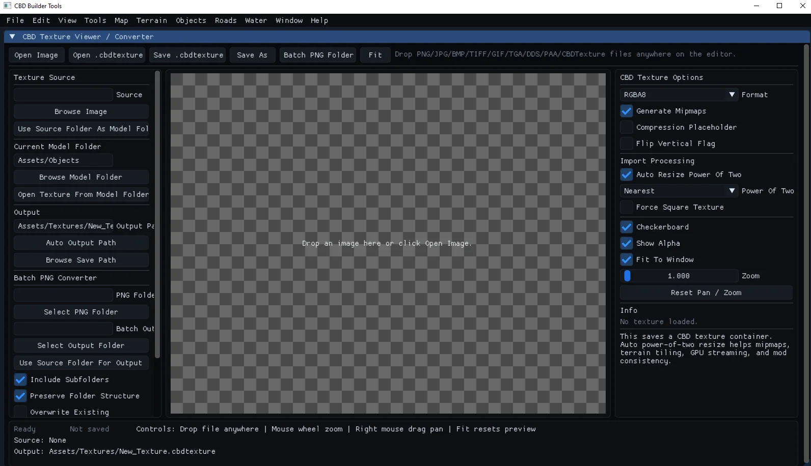 CB Dev texture converter interface